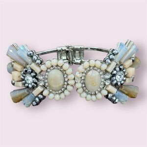 Whimsigoth Opalescent Milky Blue Statement Cuff Bracelet